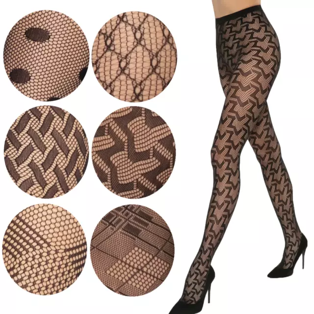 Damen Strumpfhose GATTA RUNWAY Netzstrumpfhose 40 DEN Kabarette Fishnet Schwarz