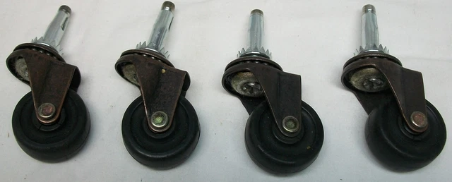4 Vintage Furniture Casters From An Antique Dresser With The Insert Piece