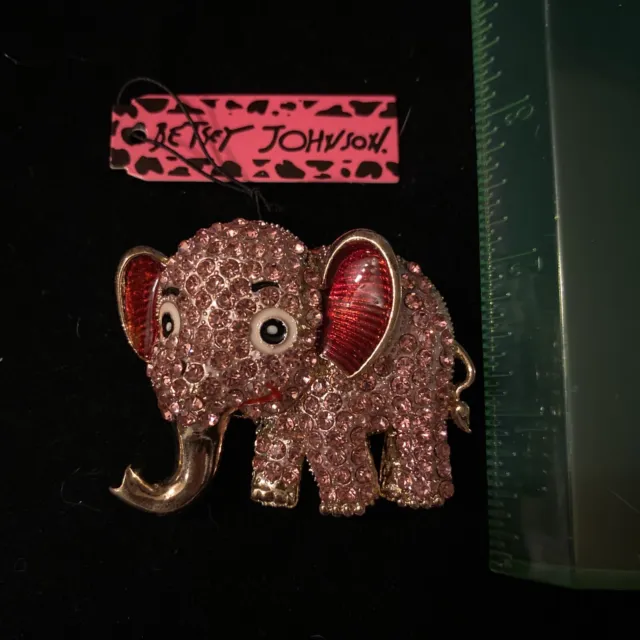 Betsey Johnson Crystal Rhinestone Elephant Pendant Pin #49
