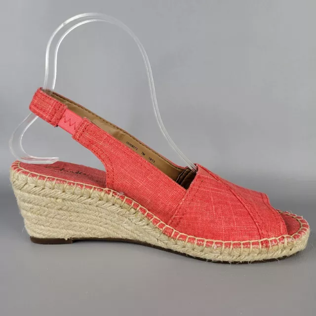 Clarks Artisan Womens Petrina Rhea Sandals Espadrille Wedge Canvas Red Size 7M 2