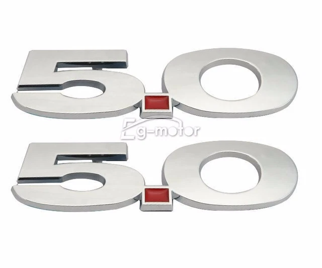 Chrome 5.0 Emblem Badge F150 Sticker Side Decal For Mustang GT5.0 -2PCS