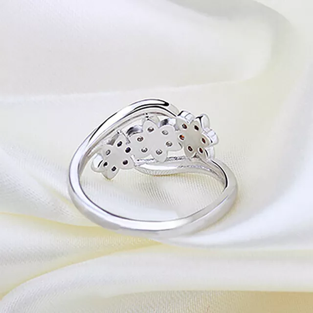 Finger Ring Elegant Exquisite Flowers Design Finger Ring Shiny