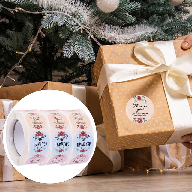 3 Rollen von rund  Dekor Ornament Danke-Siegelaufkleber für Verpackung Geschenk