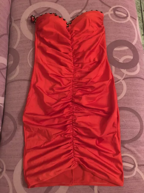 Abitino Abito Donna Ragazza Sexi Rosso Elegante Scollato Aderente Festa Occasion