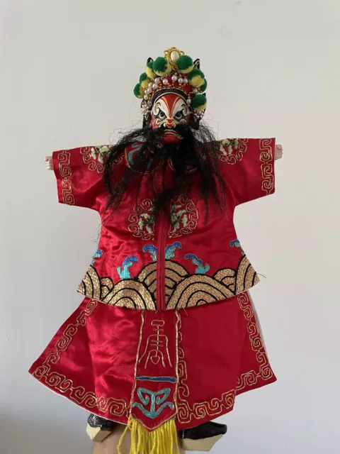 Chinese hand puppet handmade wood and embroidery Peking Opera