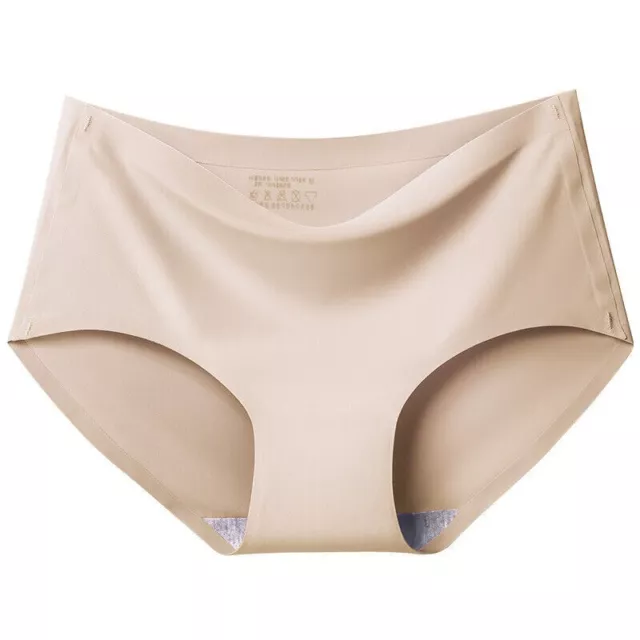 Women's Ice Silk Seamless Briefs Panties Underwear Knickers Nude Size M UK 8