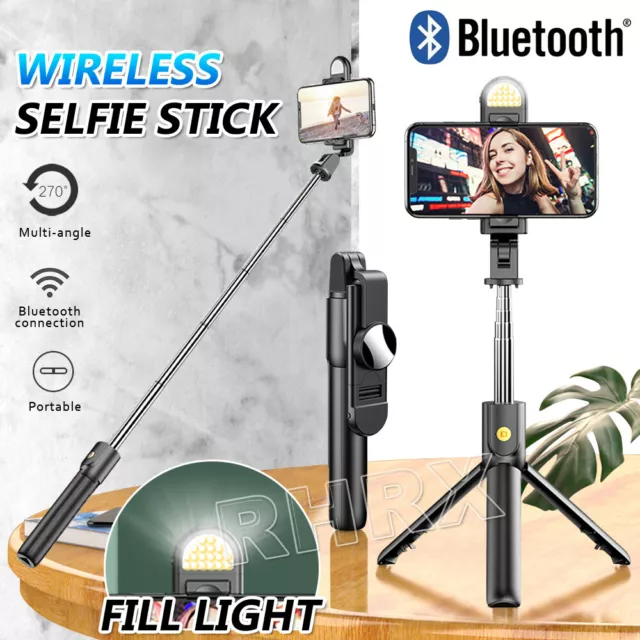 Portable Selfie Stick Tripod bluetooth Remote LED Fill Light For Live Stream US