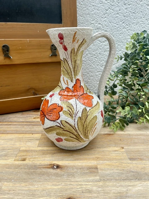 Vase Pichet Céramique émaillée Italien – Vintage Floral – Années 50/60