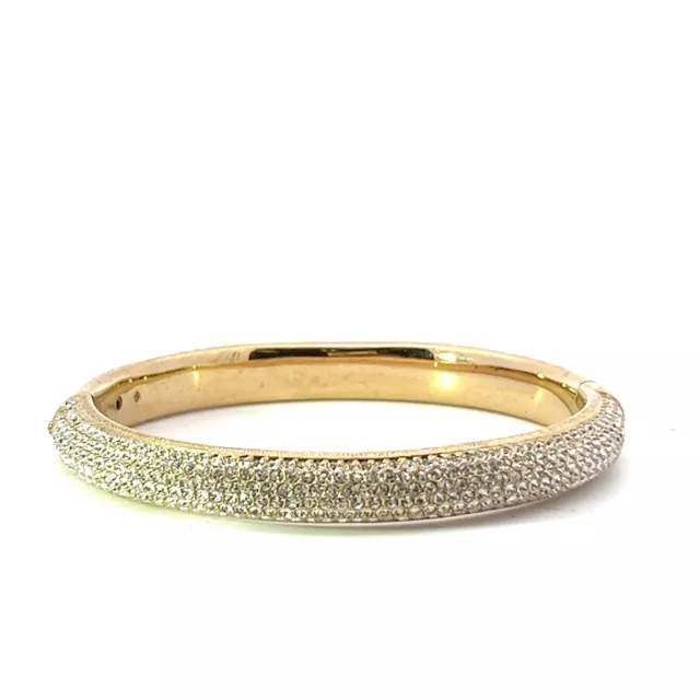 Nadri Gold Tone Brass Round Pave Set Crystal 8mm Bangle Bracelet