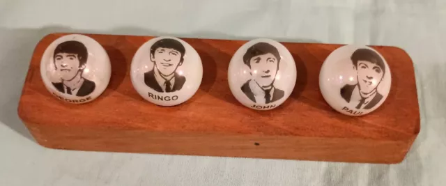 Vintage "The Beatles " Young Glass Marbles With Display From Old Missouri Estate