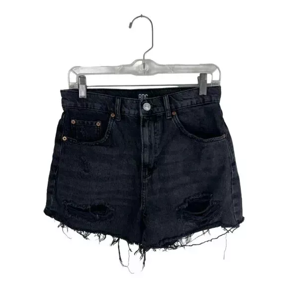 BDG High Rise Denim Shorts Pax black jean Sz 30 Urban Outfitters cut off holes