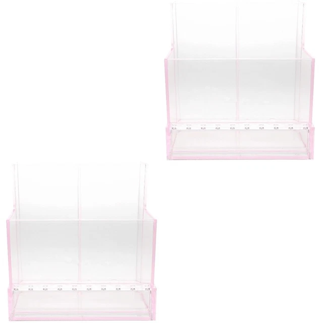 2 PACK PINK Plastic Storage Rack Office Holder Manicure Kit £14.28