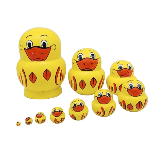 10 Pieces Wooden Russian Nesting Doll Matryoshka Doll for Desk Children Toys