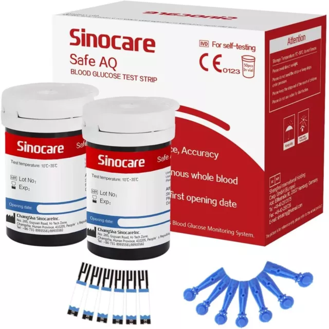 Glucose Sugar Diabetes 50 Test Strips & 50 Lancets For Sinocare Safe AQ