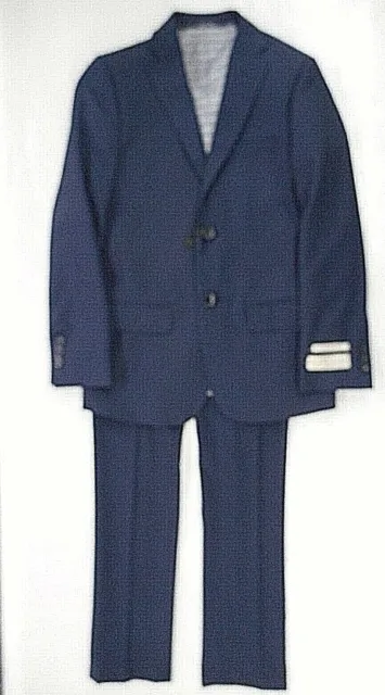 Boys T.O. Collection Dark Navy Blue Checked 2PC. Suit Sz 11 Slim & 8-18 Classic