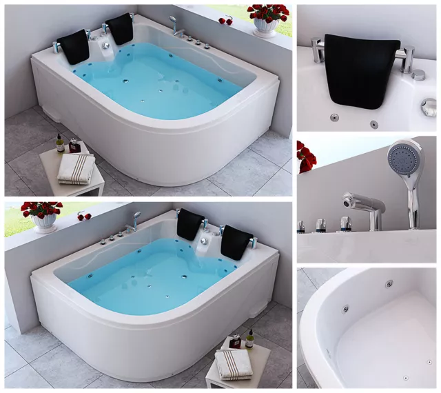 HOME DELUXE Whirlpool Eckbadewanne Badewanne Wanne Pool Thermostat Spa Acryl