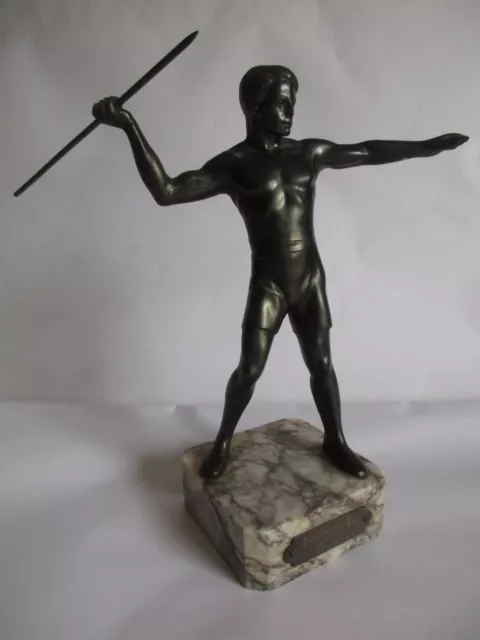 SPEERWERFER BRONZE FIGUR um 1939 SKULPTUR PLASTIK MARMORSOCKEL NAUNDORF