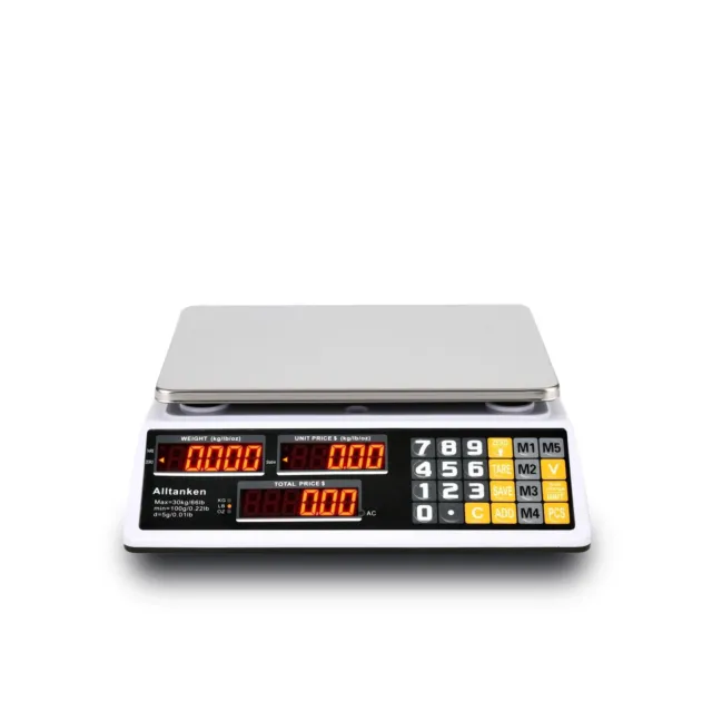 Price Computing Scale, Digital Food Commercial Scale, 66lb/30kg Electronic Co...