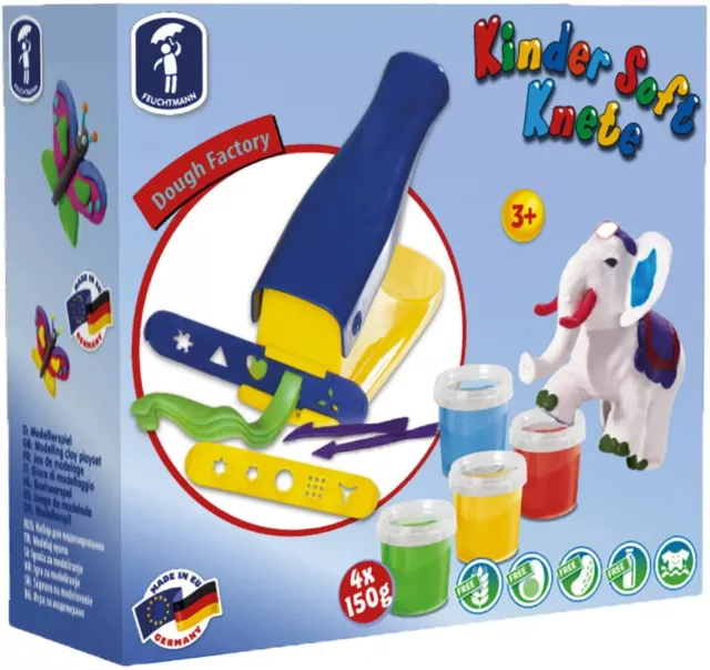 Feuchtmann Spielwaren Kinder Soft Knete Set Knetpresse mit Ausstechförmchen