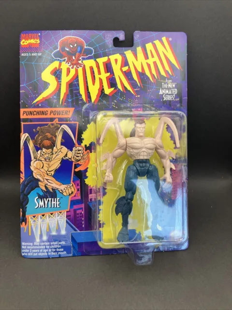 Figura de acción animada vintage años 90 de Toy Biz Smythe Spider-Man nueva en caja