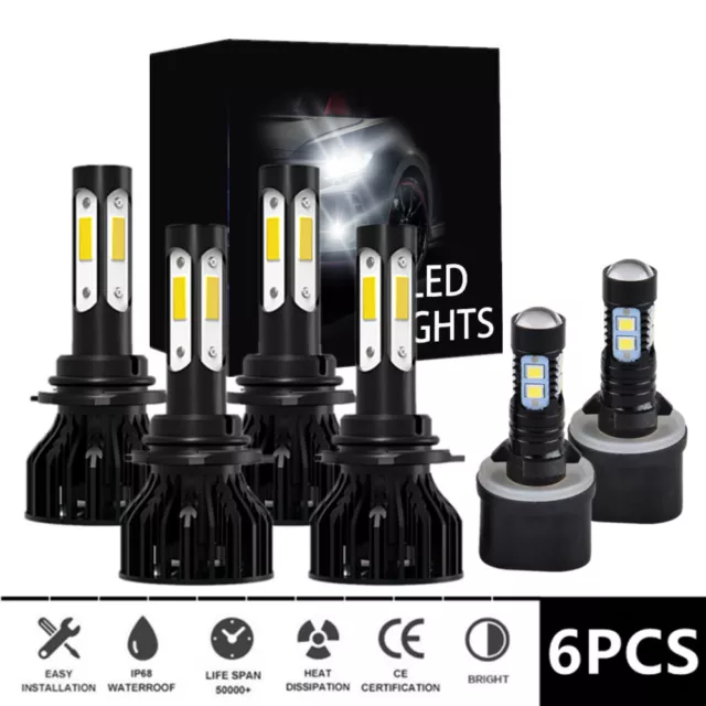 For Tahoe 2001-2006 - 6x 6000K LED Headlights + Fog Light Bulbs Replace Halogen