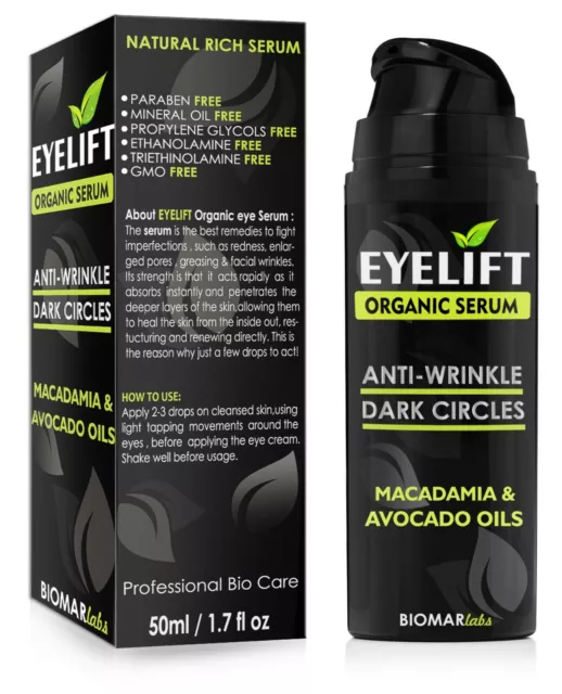 EYELIFT Bio Sérum Yeux Visage Anti Âge Rides Taches Cernes et Ridules Vegan 50ml