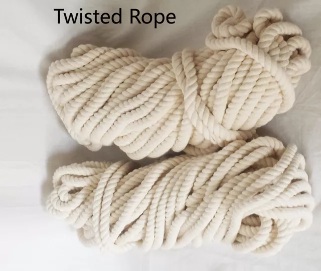 4mm Beige Cotton Twisted Cord Rope Craft Macramé Artisan String Natural