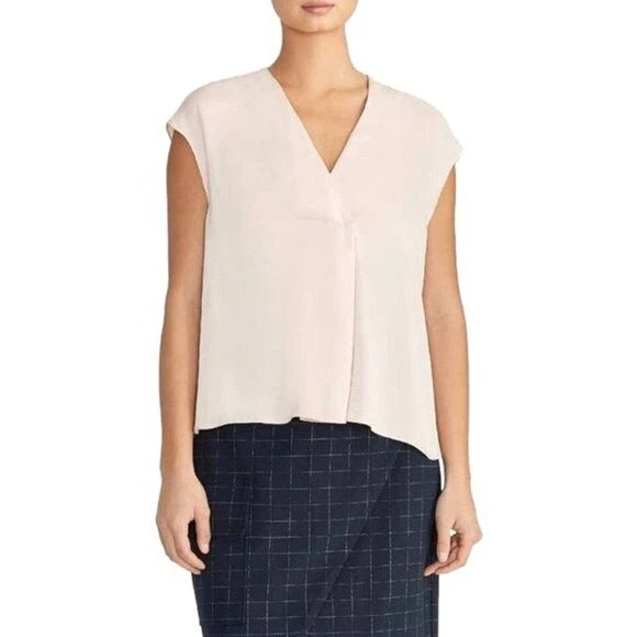 NWT Rachel Roy Collection Alessia Blouse Cap Sleeve V-Neck Top Blush Pink Small