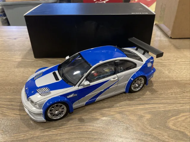 DCN 1:18 BMW M3 GTR E46 Diecast Need For Speed Model Car Display Blue/Silver