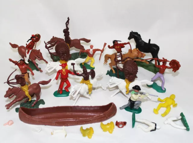 VINTAGE LOT OF Plastic Toy Cowboy American Indian Horse Western ...