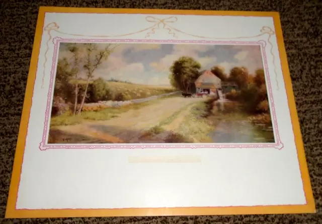 R. Atkinson Fox, Mill Water Wheel Horses Wagon Men Calendar Print 15"x12" Vintag