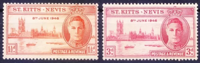 St. Kitts and Nevis 1946 Mint no gum 2v, King George VI, End of WW II [Wg]