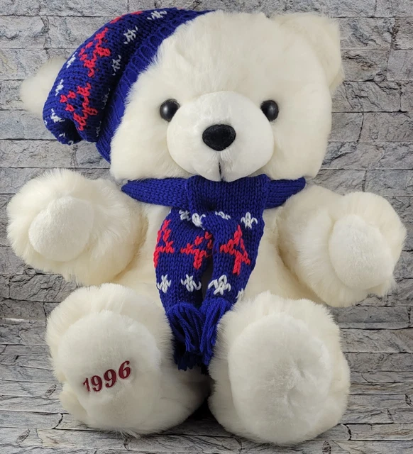 K MART Teddy Bear Christmas STUFFED ANIMAL Large 16" Tall Vintage 1996 Plush TOY