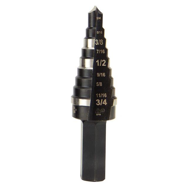 Step Drill Bit Double Fluted #3, 1/4 to 3/4-Inch Klein Tools KTSB03