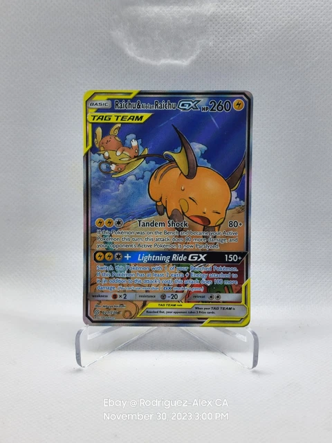 Raichu & Alolan Raichu GX 221/236 Alt Art Pokemon SM Unified Minds Near Mint