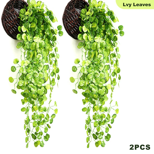 2X ARTIFICIAL WALL Hanging Plants 35.4" Fake Ivy Vine Leaves for Indoor