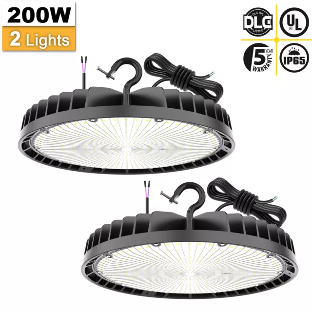 2Pack 200W LED High Bay Light Dimmable Industrial Workshop Lamp 30000lm 5000K