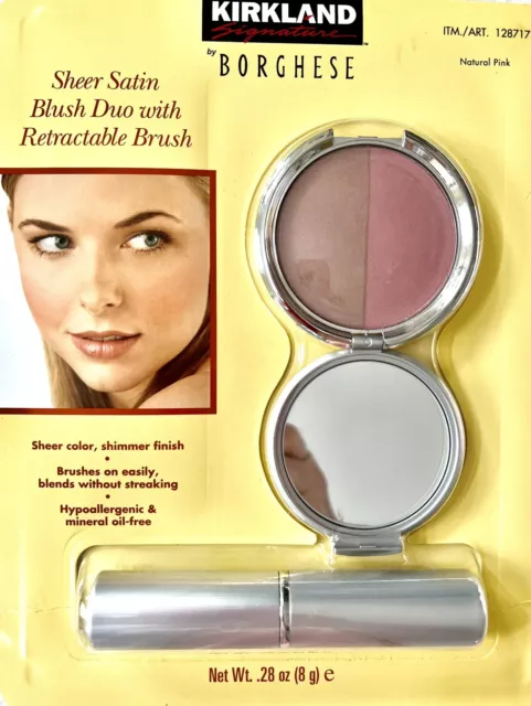 Borghese Sheer Simmer Satin Blush Duo Oil Free Brush Natural Pink Full Size