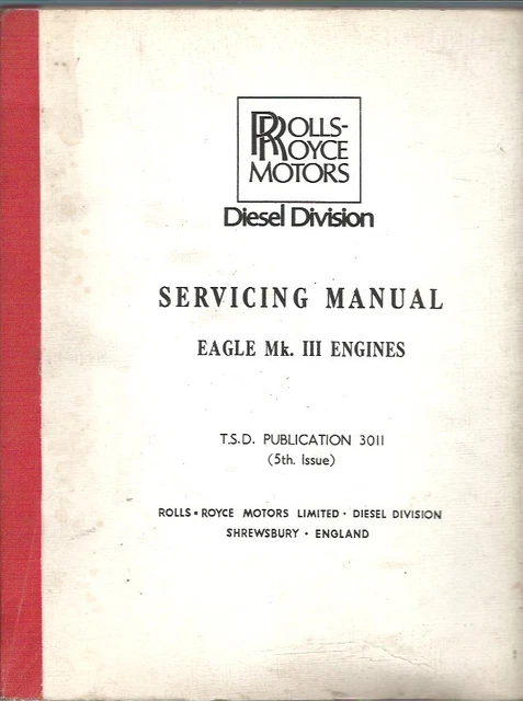 ROLLS ROYCE EAGLE Mkiii Diesel Engine Original 1973 Factory Service ...