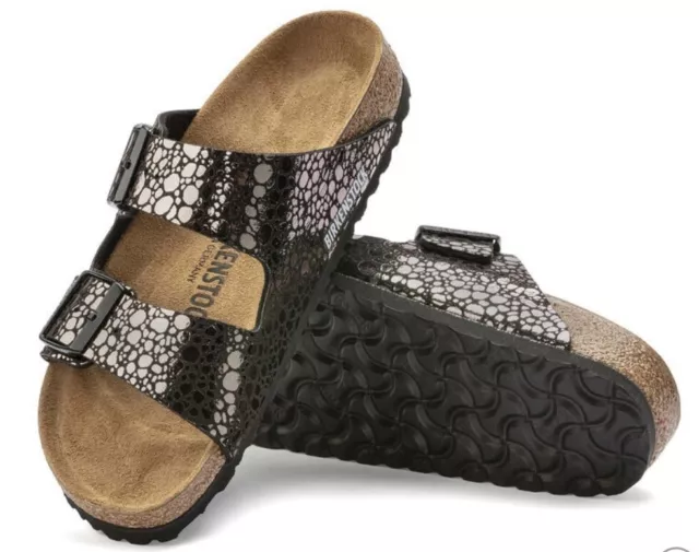 Birkenstock Arizona Metallic Stone Sandals Black Bronze  Wm. Size 9 EUR 40 New