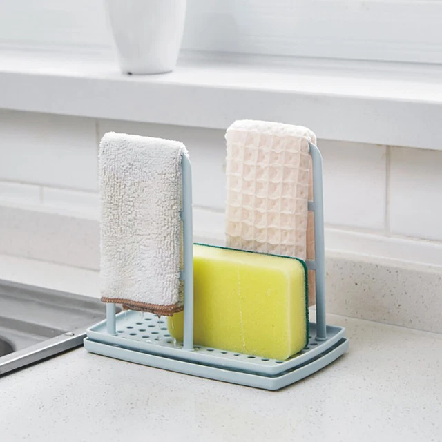 (Blue)Towel Racks Sponge Holder Dishcloth StandKitchen Sponge Holder Dishcloth