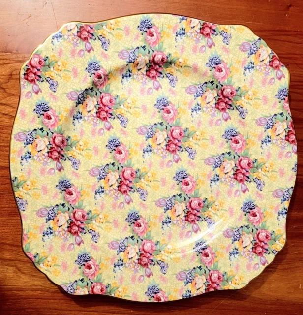 1995 Royal Winton Grimwades Yellow Chintz 6.25" Square Bread Plate(s) Excellent