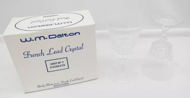 Vintage W.M. Dalton French Lead Crystal Unit No. 1 Goblets Set of 2     S1