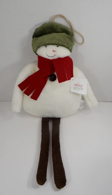 Woof & Poof Snowman Plush Green Hat 20" NWT