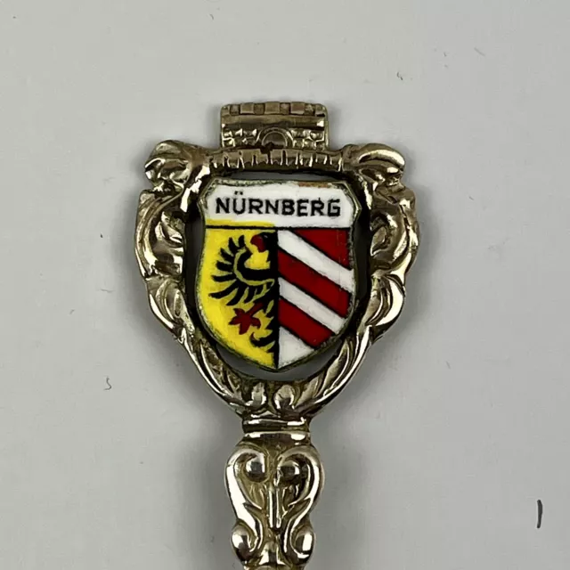 Nuremberg Germany Souvenir Collector Spoon 4”  .800 Silver Enameled Crest