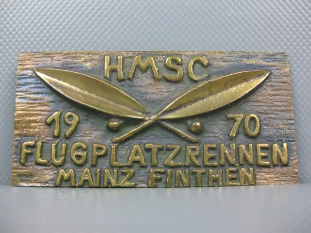 alte Plakette Abzeichen HMSC FLUGPLATZRENNEN MAINZ FINTHEN 1970 Auto Motorsport