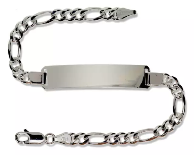 Sterling Silver Ladies Identity Bracelet Figaro Curb Link Chain Id Free Engrave
