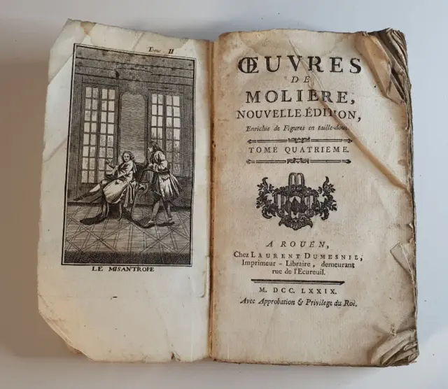 MOLIERE -Oeuvres de Molière : Le Misanthrope, Le médecin malgré lui,...-T4- 1779