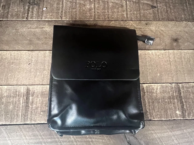 ⚡️ Polo Videng Mens Messenger Bag Leather Crossbody Shoulder Travel Black NEW ⚡️