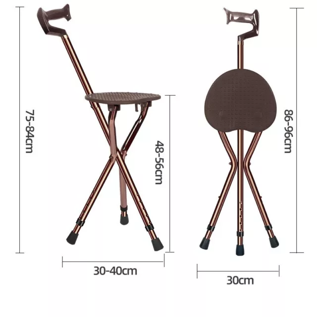 Drive Adjustable Folding Cane Seat Walking Stick Tripod Lightweight Chair Stool 3
